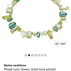 Gema Necklace with Green and Gold-Tone Crystals